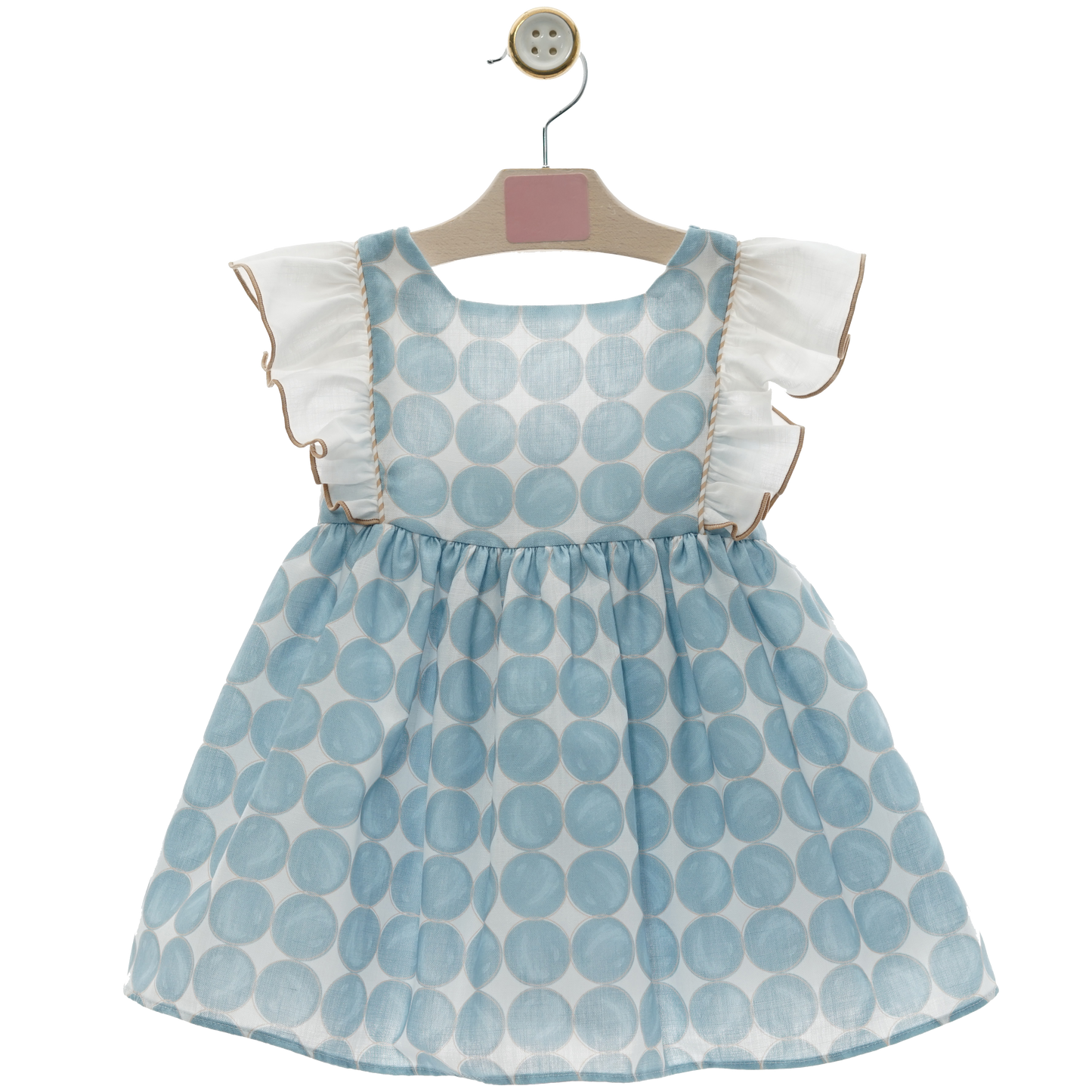 Blue dress with balls and ruffles
