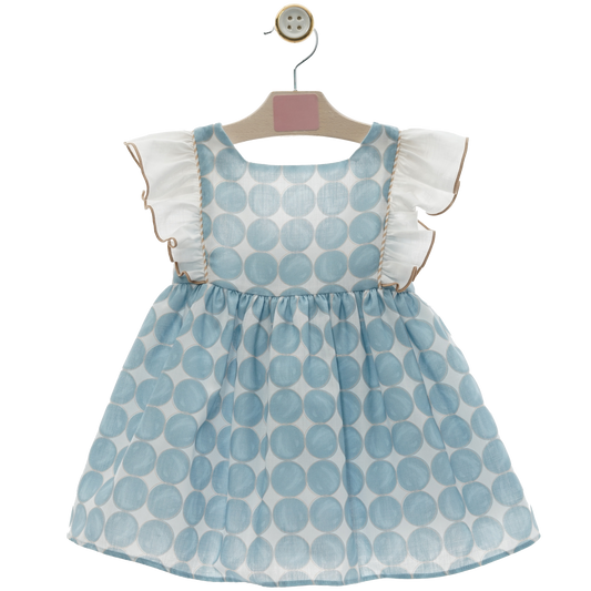 Blue dress with balls and ruffles