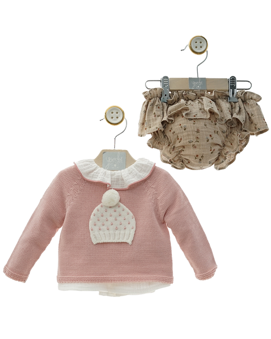 Pink Sweater Set with Hat