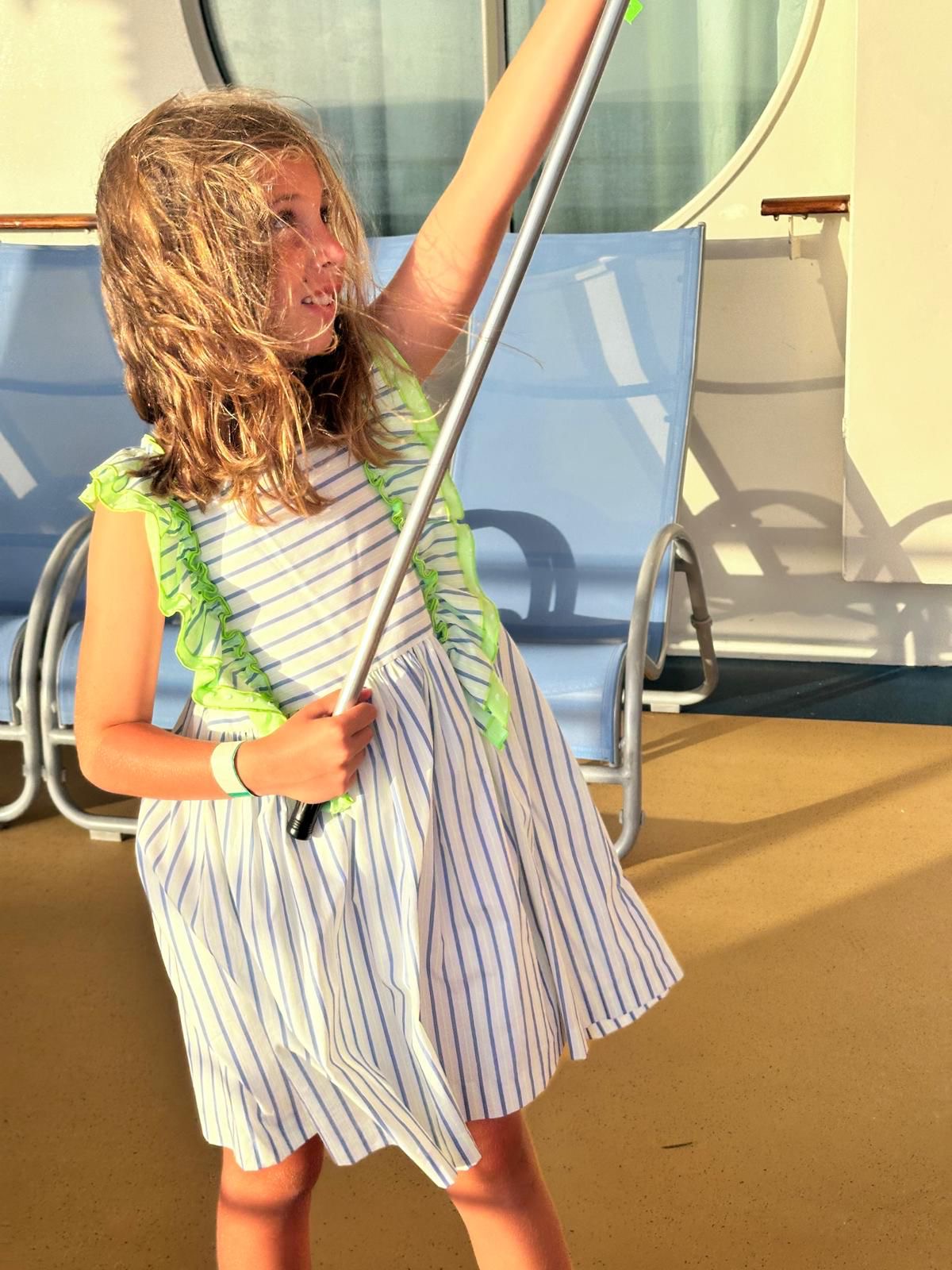 Blue and Neon Striped Dress