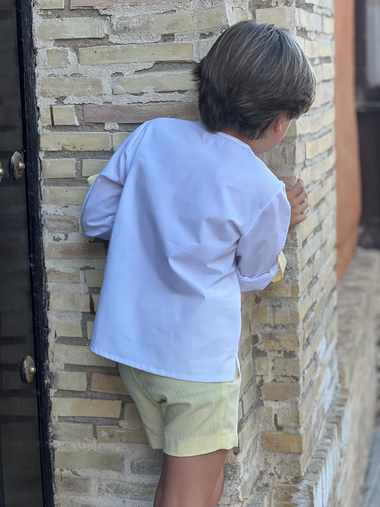 White shirt and yellow shorts set