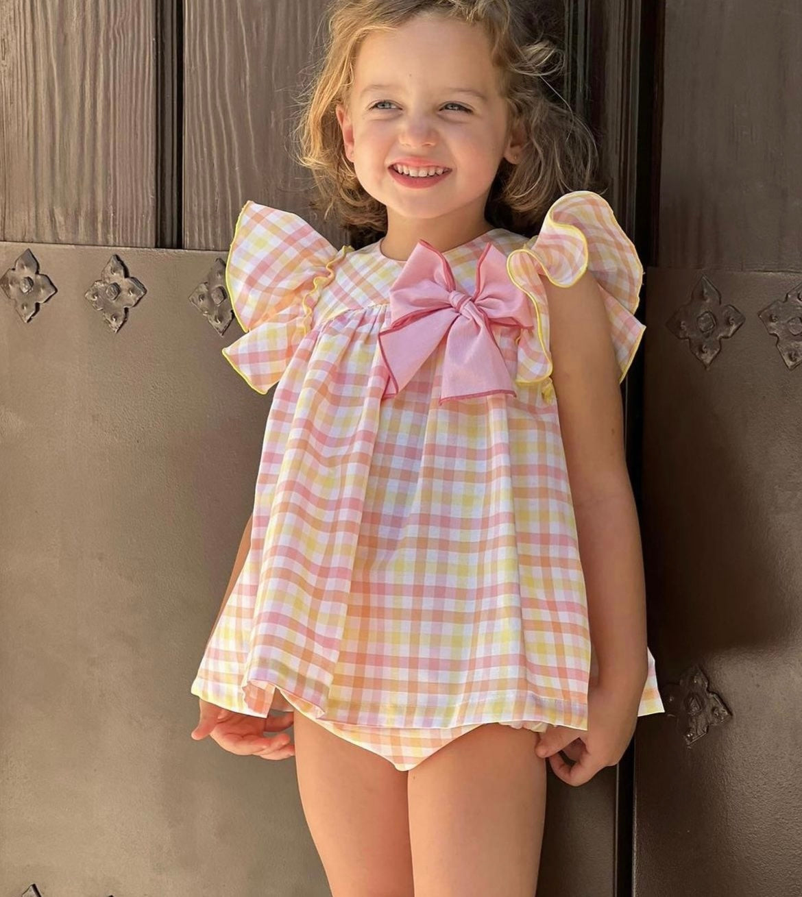 Plaid Dress with Bow