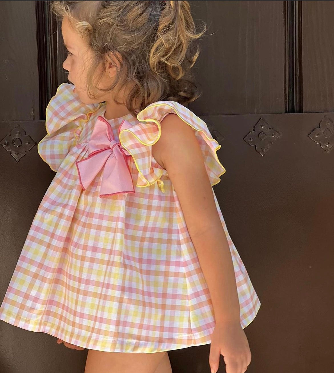 Plaid Dress with Bow