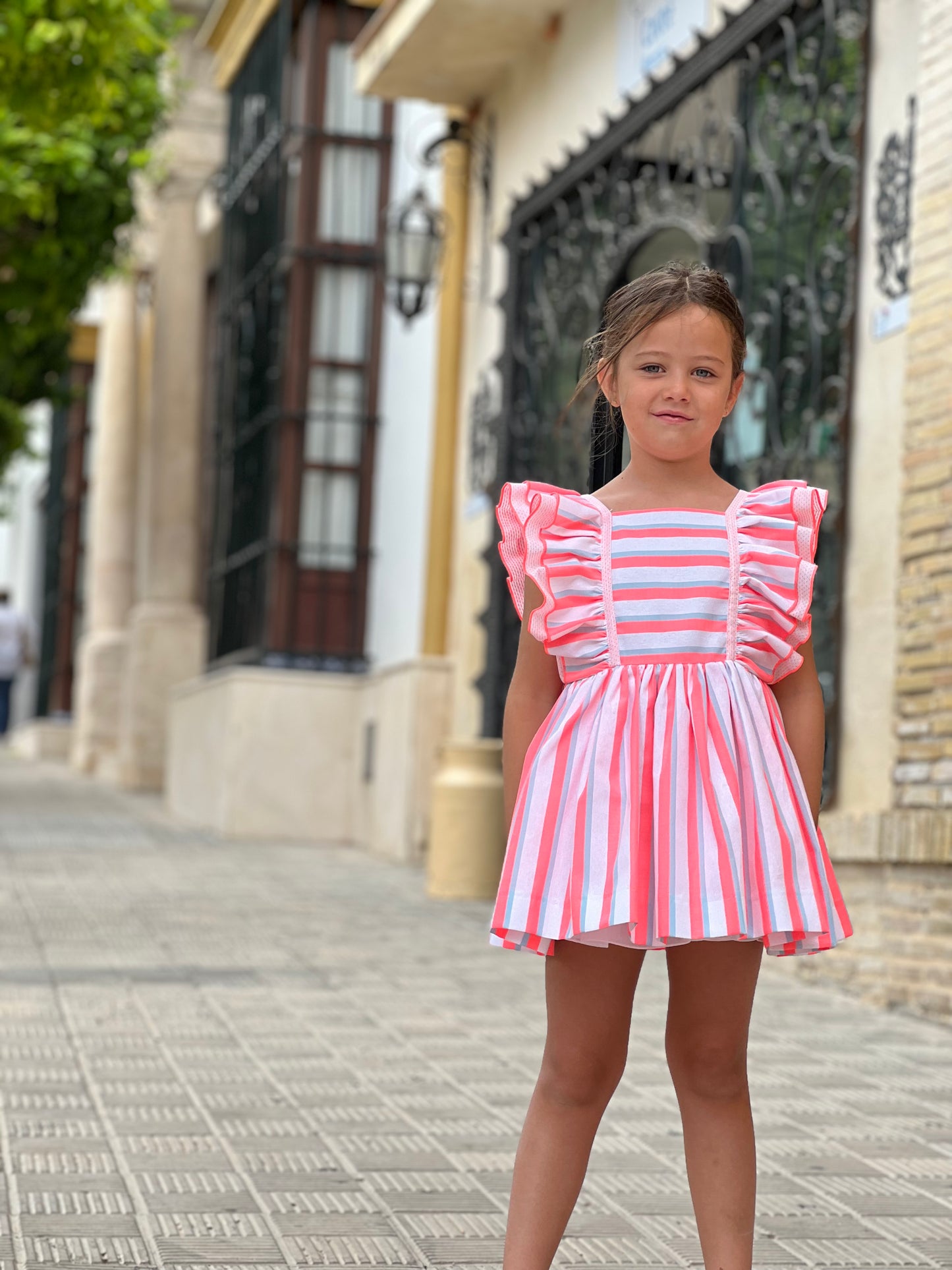 Orange striped dress