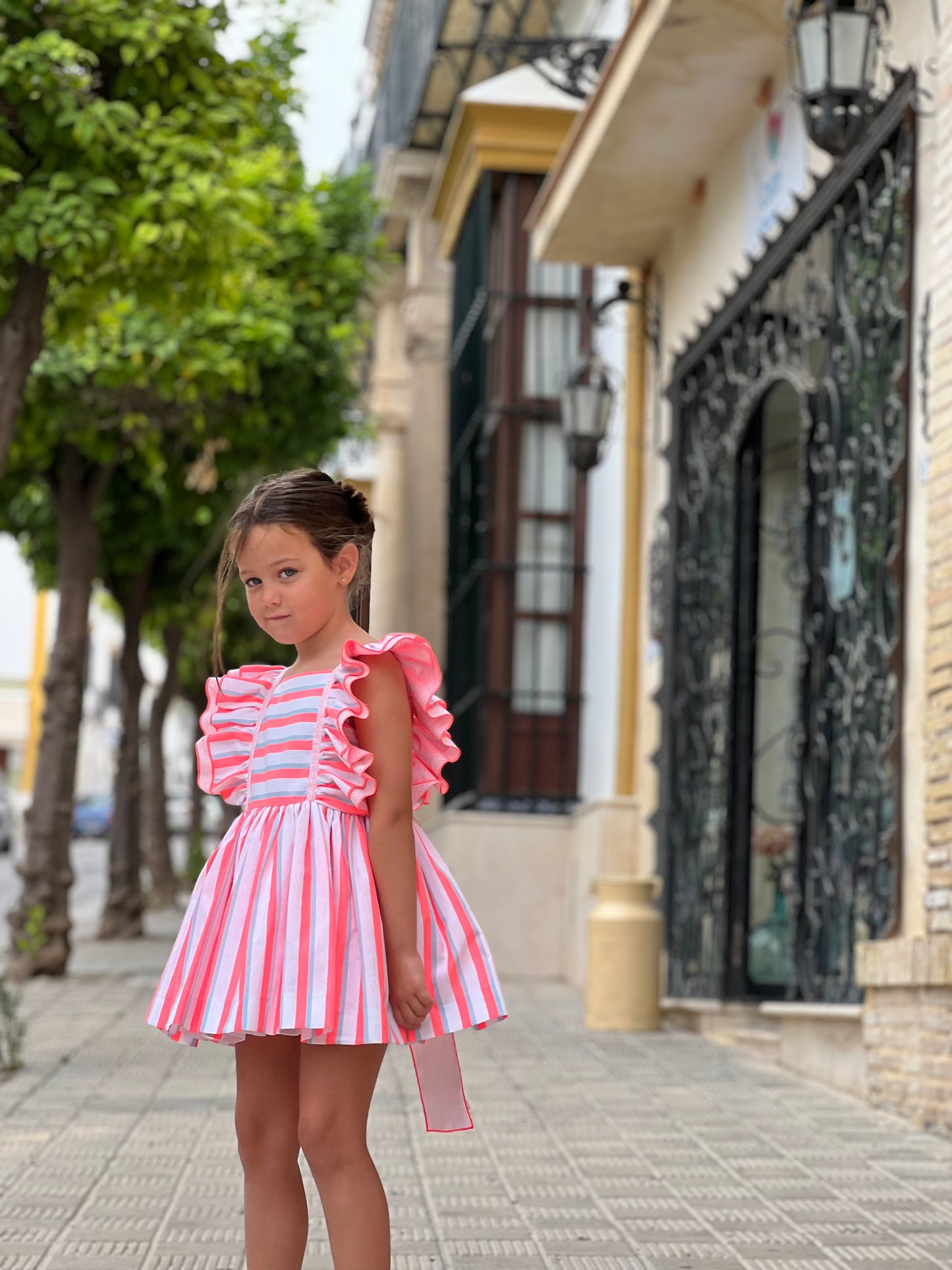 Orange striped dress