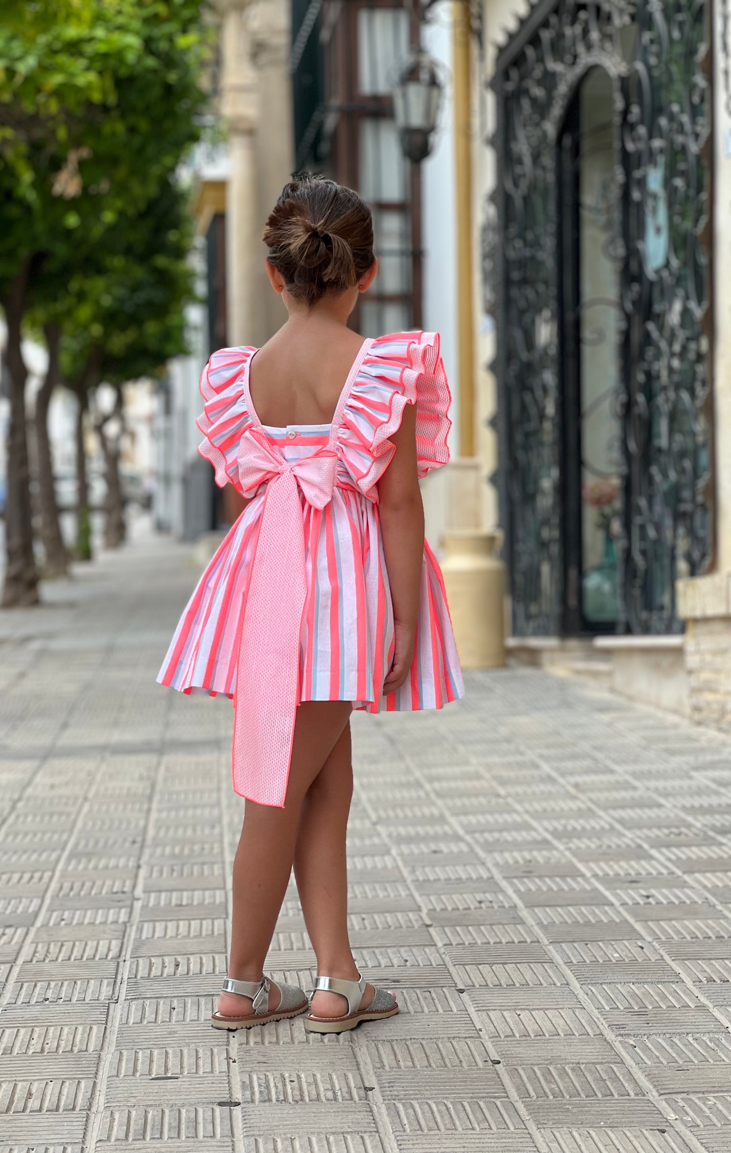 Orange striped dress