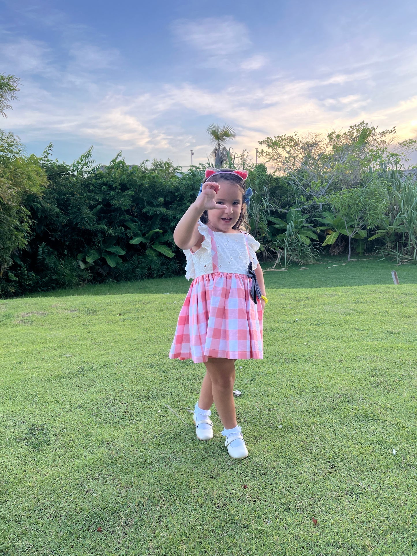 Pink and White Plaid Dress