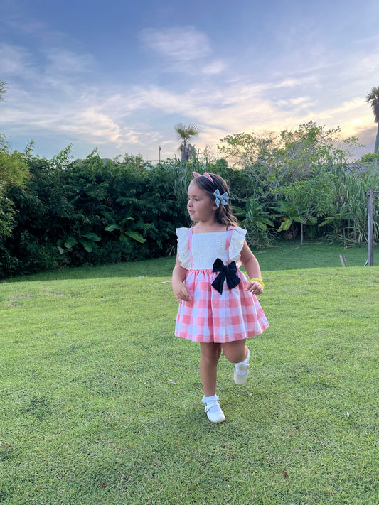 Pink and White Plaid Dress