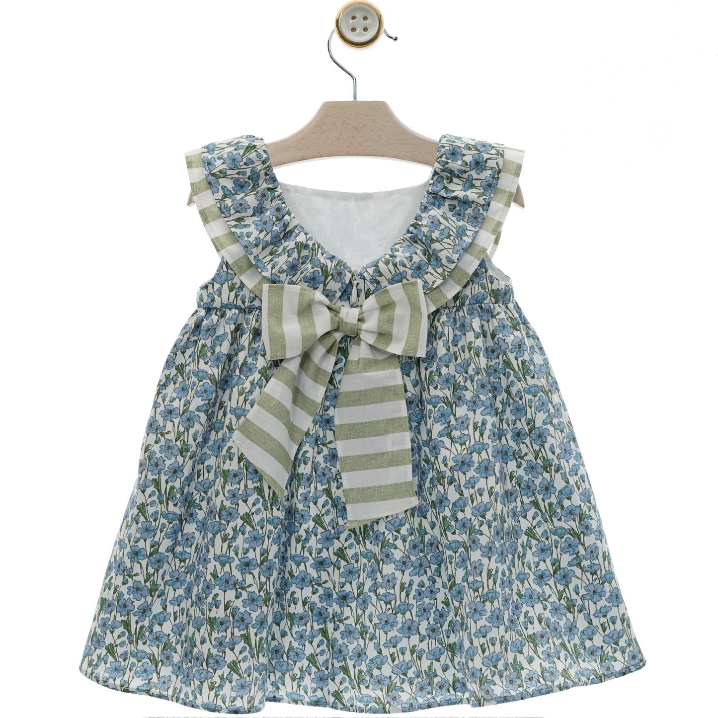 Floral Dress with Striped Bow
