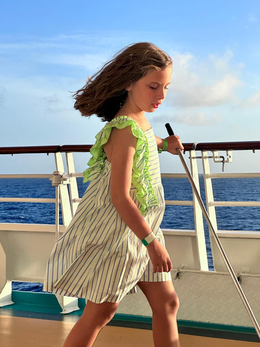 Blue and Neon Striped Dress