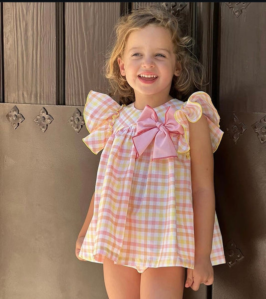 Plaid Dress with Bow