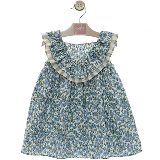 Floral Dress with Striped Bow